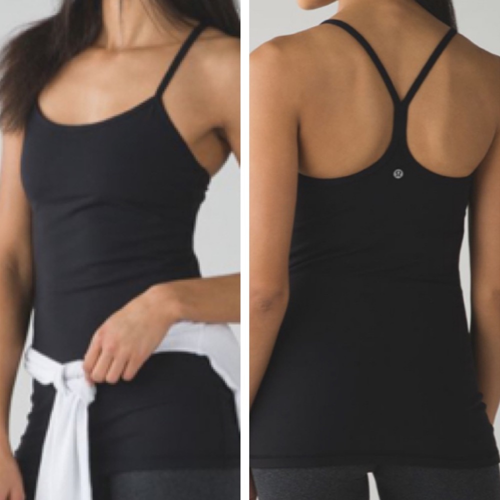 LULULEMON POWER Y TANK TOP BLACK LUON 6 ACTIVE SHELF BRA RACERBACK